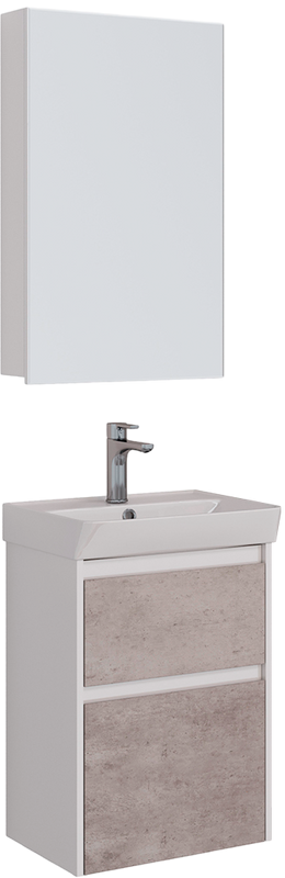 Мебель для ванной комнаты Lemark Combi 50 бетон, белая глянцевая