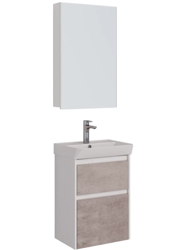 Мебель для ванной комнаты Lemark Combi 50 бетон, белая глянцевая