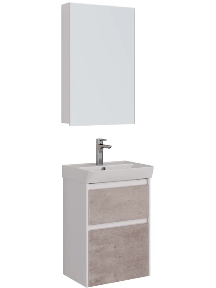 Мебель для ванной комнаты Lemark Combi 50 бетон, белая глянцевая