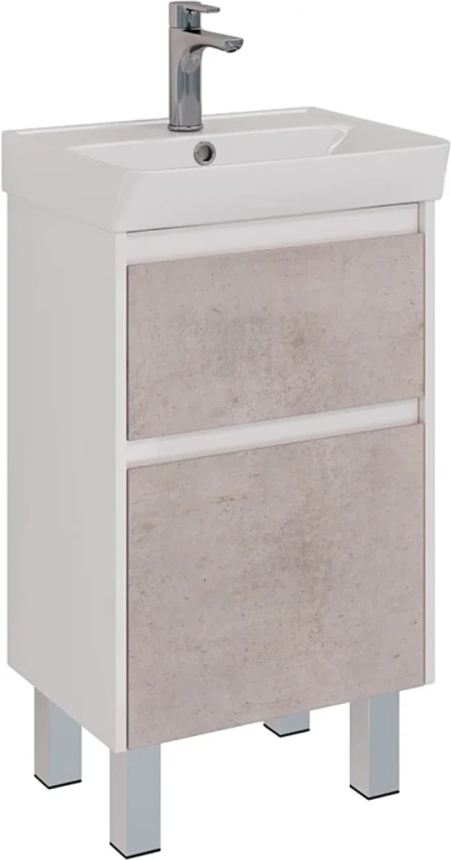Мебель для ванной комнаты Lemark Combi 50 бетон, белая глянцевая