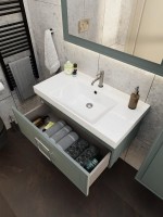 Тумба с раковиной La Fenice Cubo 80 серая, ручка хром