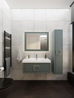 Тумба с раковиной La Fenice Cubo 80 серая, ручка хром