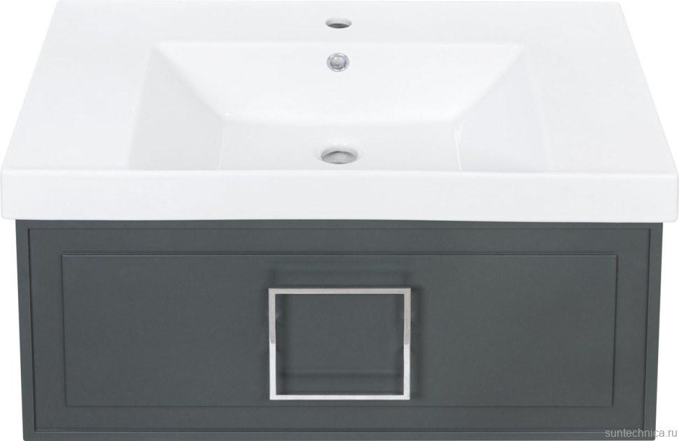 Тумба с раковиной La Fenice Cubo 80 серая, ручка хром