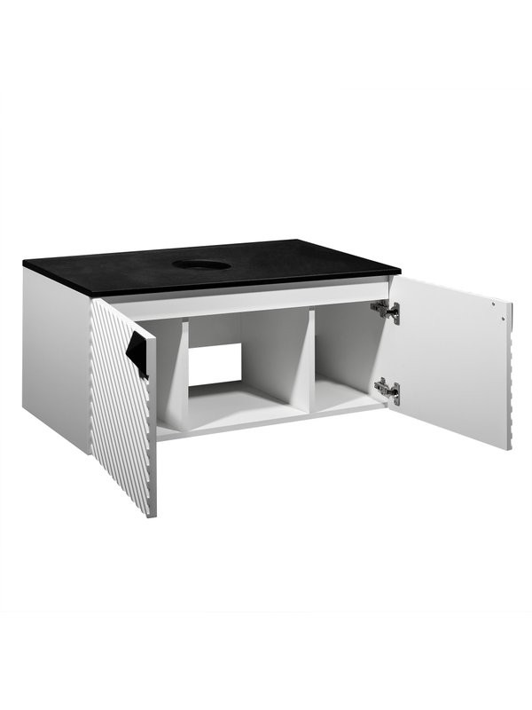 Тумба с раковиной Runo Андорра 70 подвесная, матовая белая, черная