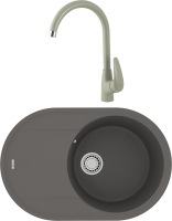 Комплект Мойка Lemark Lacha 760 9910059 серый шелк + Смеситель Linara LM0405PGR серый