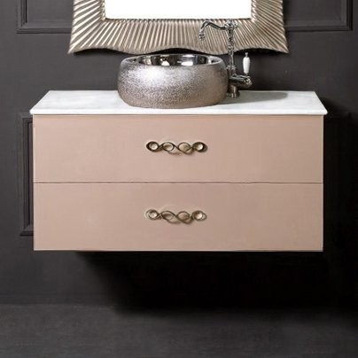 Тумба с раковиной Armadi Art NeoArt 100 капучино с ручками Wave хром