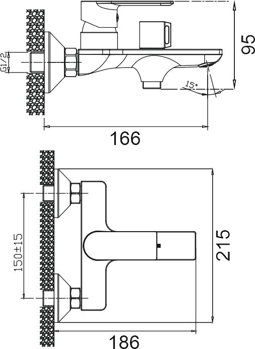 Смеситель для ванны с душем BELZ B60678 хром