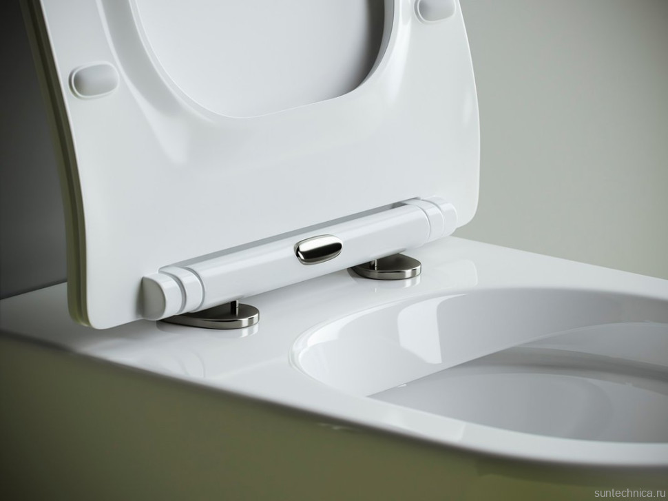 Комплект Унитаз приставной Ceramicanova Metropol CN4004 безободковый + Бачок VitrA 800-2020 с кнопкой смыва, хром