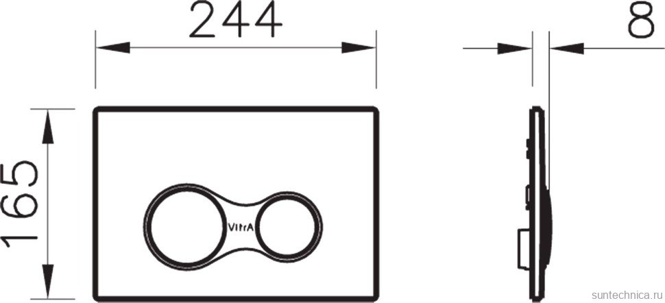 Комплект Унитаз приставной Ceramicanova Metropol CN4004 безободковый + Бачок VitrA 800-2020 с кнопкой смыва, хром