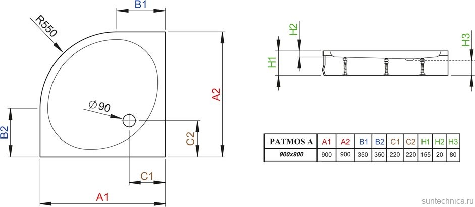 Поддон для душа Radaway Patmos A900