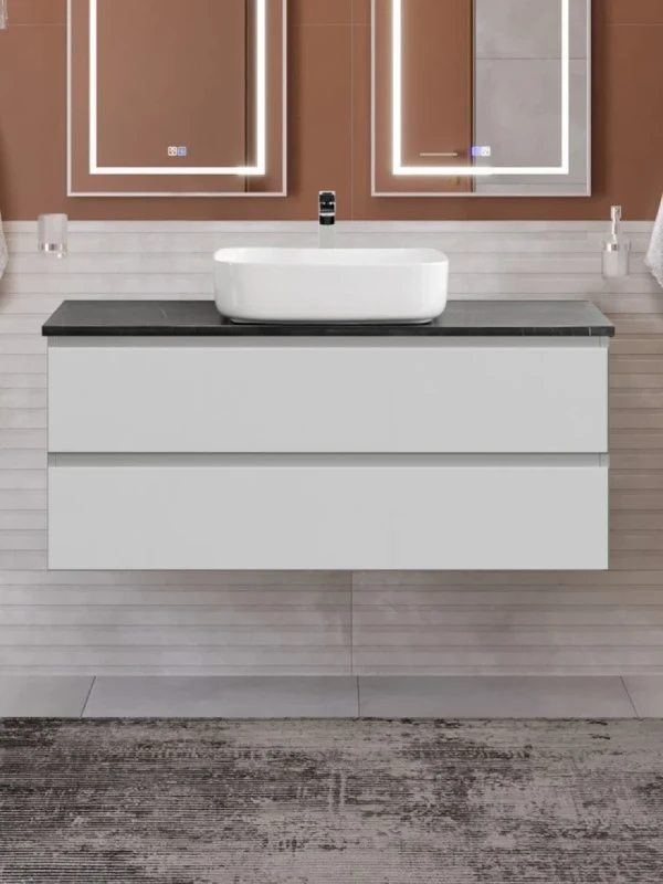 Тумба с раковиной BelBagno Kraft 120 подвесная, bianco opaco, столешница kep-120-mno, раковина BB1304