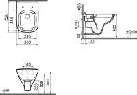 Комплект VitrA S20 9004B003-7207 подвесной унитаз безободковый, с микролифтом + инсталляция + кнопка