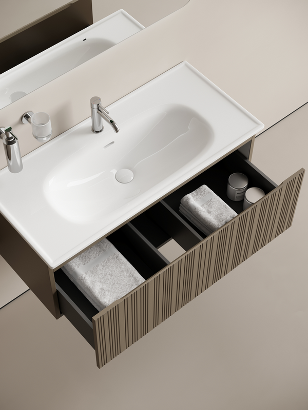 Мебель для ванной комнаты Sancos Code 100 подвесная, серо-бежевая