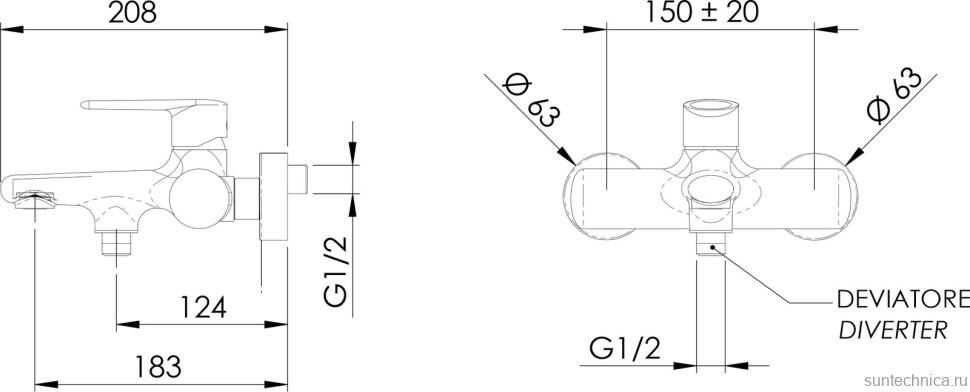 Смеситель для ванны с душем Remer Vanity V05