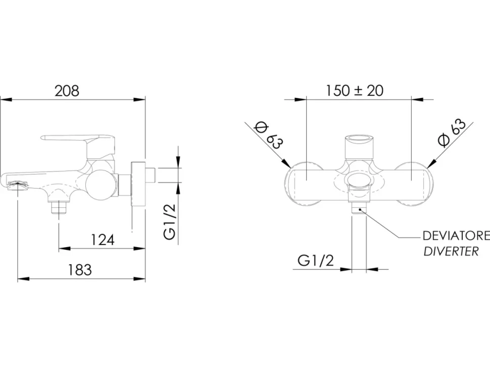 Смеситель для ванны с душем Remer Vanity V05