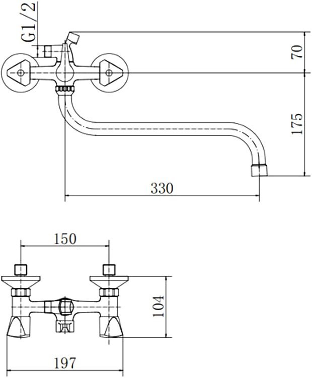Смеситель с длинным изливом для ванны Fashun A2211-2 хром