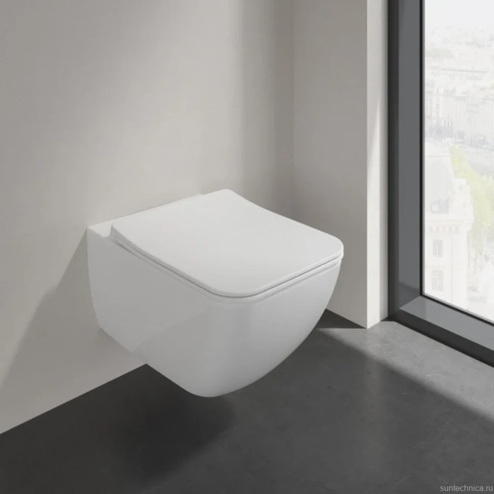 Комплект Унитаз подвесной Villeroy & Boch Venticello 4611RL01 безободковый, альпийский белый + Инсталляция Geberit Duofix UP 320 111.300.00.5 + Кнопка Sigma 30 115.883.01.1 белая, матовый лак + Крепления 111.815.00.1 к стене