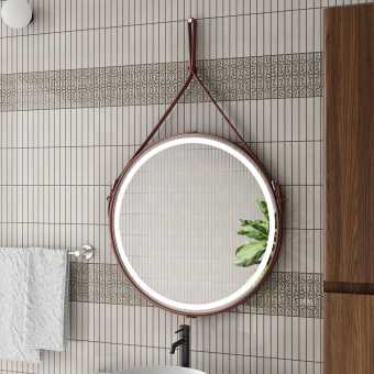 Зеркало круглое Art&Max Milan 65 коричневый ремень