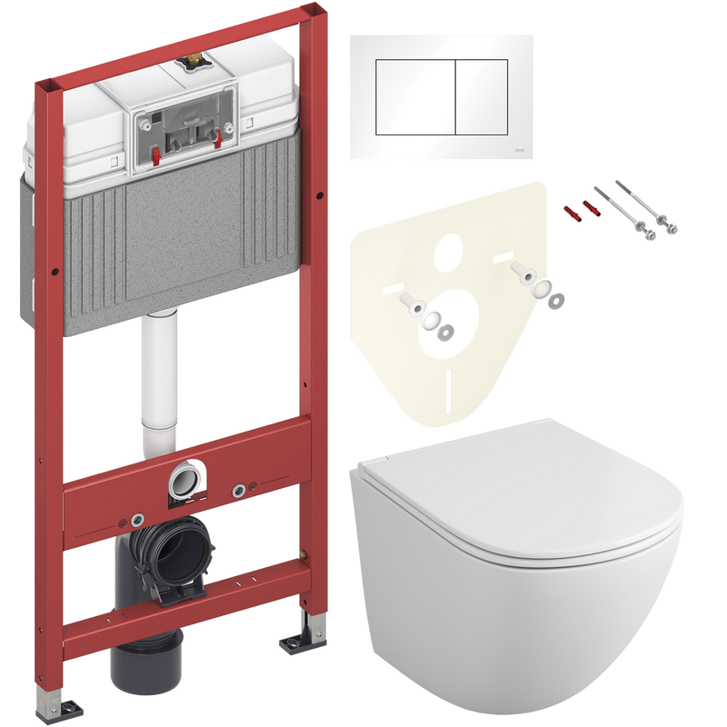 Комплект Унитаз подвесной Owl 1975 Vind TOWLT190302 безободковый + Инсталляция TECE Base 9400413 4 в 1 с кнопкой смыва