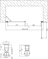Душевая дверь в нишу Vegas Glass EP-F-2 110 05 05 R профиль бронза, стекло бронза