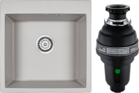 Комплект Мойка Paulmark Kante 50 PM105152-GR серый + Измельчитель Bone Crusher BC 1000-AS