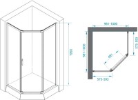 Душевой уголок RGW Passage PA-86B 38088600-14N 1000x1000x1950, профиль черный