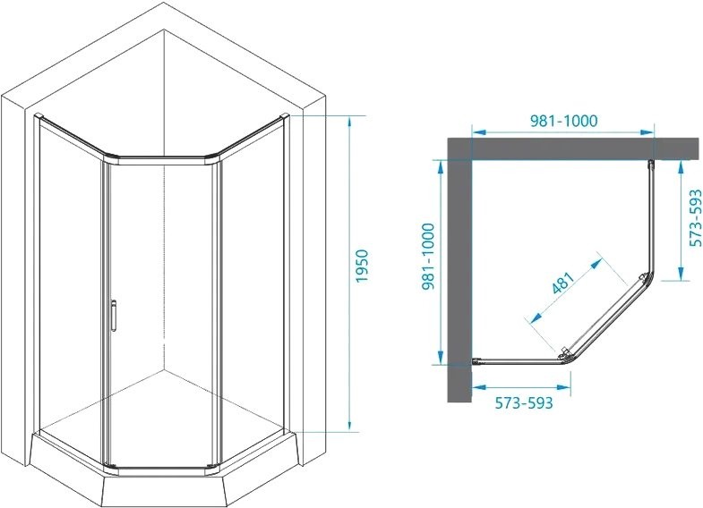 Душевой уголок RGW Passage PA-86B 38088600-14N 1000x1000x1950, профиль черный