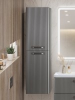 Шкаф-пенал для ванной BelBagno Due 40 подвесной, ручки матовый атласный никель, сатин