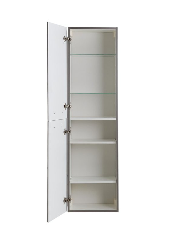 Шкаф-пенал для ванной BelBagno Due 40 подвесной, ручки матовый атласный никель, сатин