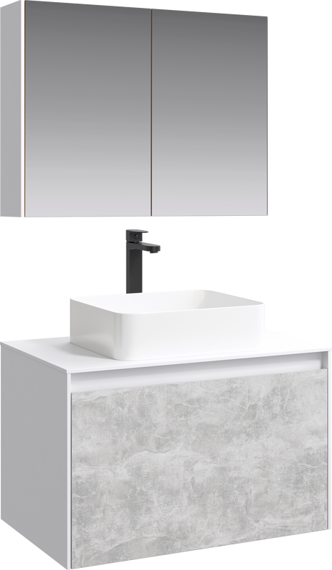 Мебель для ванной комнаты Aqwella 5 stars Mobi 80 белая, бетон светлый