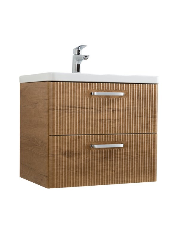 Тумба с раковиной BelBagno Due 60 ручки хром полированный, rovere nature