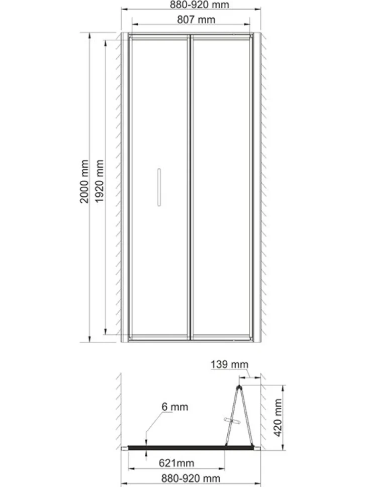 Душевая дверь в нишу Wasserkraft Weser 78F04 90 см