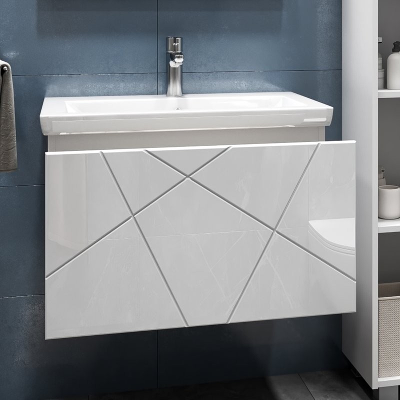 Мебель для ванной комнаты Vigo Geometry 70 подвесная, белая, раковина Como 70