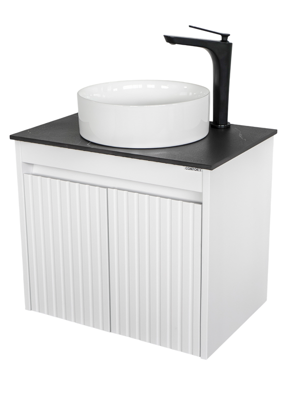 Тумба с раковиной Comforty Двина 60ПД подвесная, матовая белая