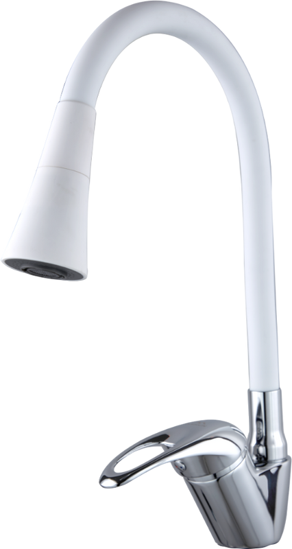 Смеситель для кухни Fashun A4403+A7356 с гибким изливом, хром, белый