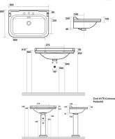 Раковина Kerasan Waldorf 4141 с 3 отверстиями Раковина Kerasan Waldorf 4141 с 3 отверстиями