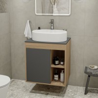 Тумба с раковиной Teymi Nura 60 дуб эврика, матовый графит, раковина Iva 52