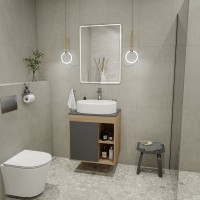 Тумба с раковиной Teymi Nura 60 дуб эврика, матовый графит, раковина Iva 52