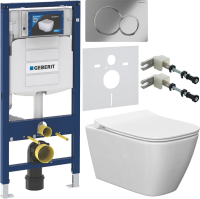 Комплект Унитаз подвесной Ideal Standard I Life B T461401 безободковый, euro white + Крышка T500301 с микролифтом + Инсталляция Geberit Duofix UP 320 111.300.00.5 + Кнопка Sigma 01 115.770.21.5 хром + Крепления 111.815.00.1 к стене + Звукоизоляция
