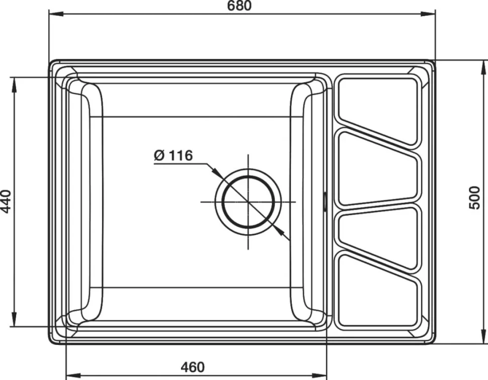 Комплект Мойка GranFest Vertex GF-V-680L графит + Смеситель MEGA Mega