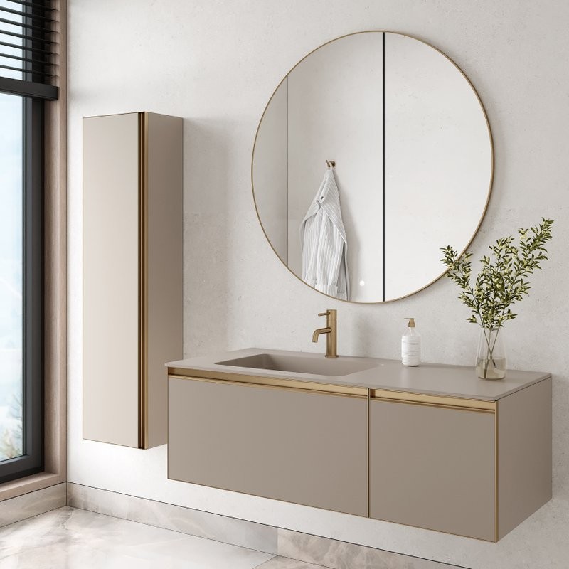 Тумба под раковину без столешницы Armadi Art Quatro 2 120 daphne, профиль matt gold