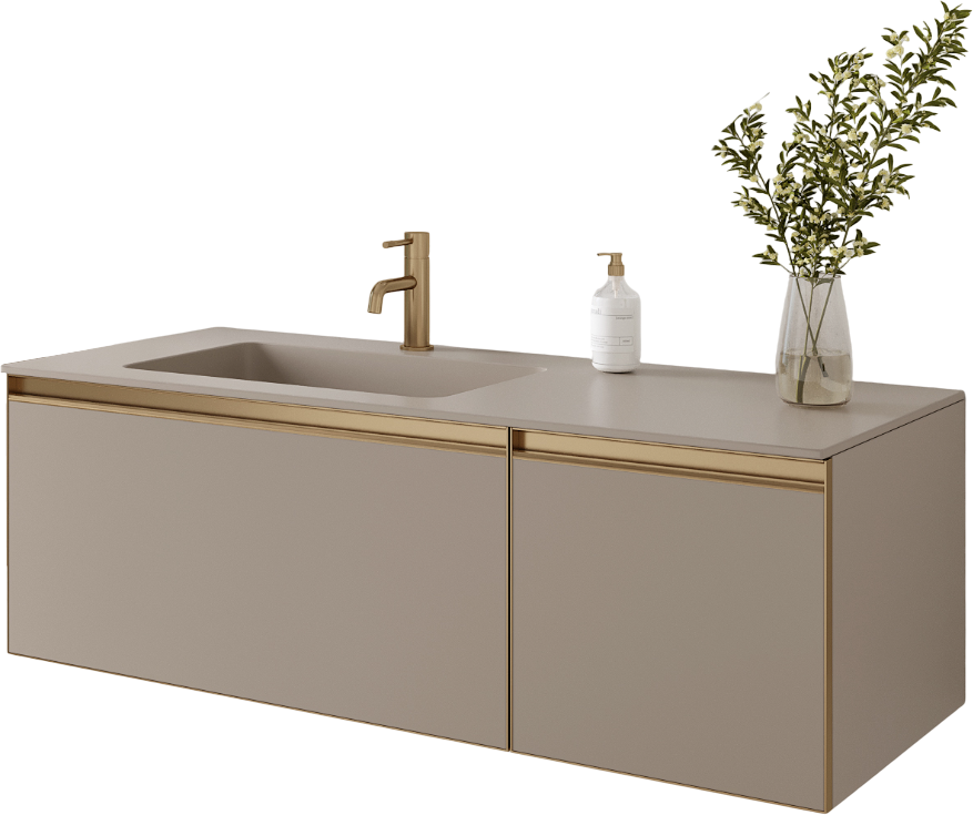 Тумба под раковину без столешницы Armadi Art Quatro 2 120 daphne, профиль matt gold