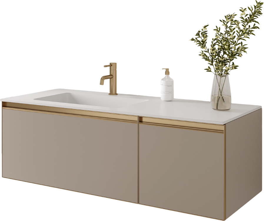 Тумба под раковину без столешницы Armadi Art Quatro 2 120 daphne, профиль matt gold
