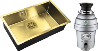 Комплект Мойка Zorg Inox PVD SZR-7444 bronze + Измельчитель Inox D
