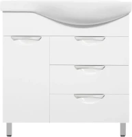 Тумба под раковину Style Line Жасмин 82 L белая, с бельевой корзиной