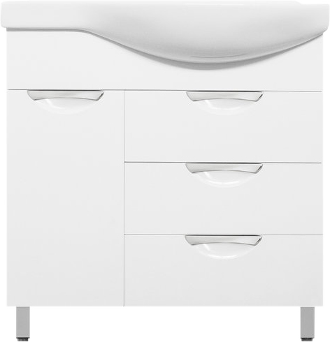 Тумба под раковину Style Line Жасмин 82 L белая, с бельевой корзиной