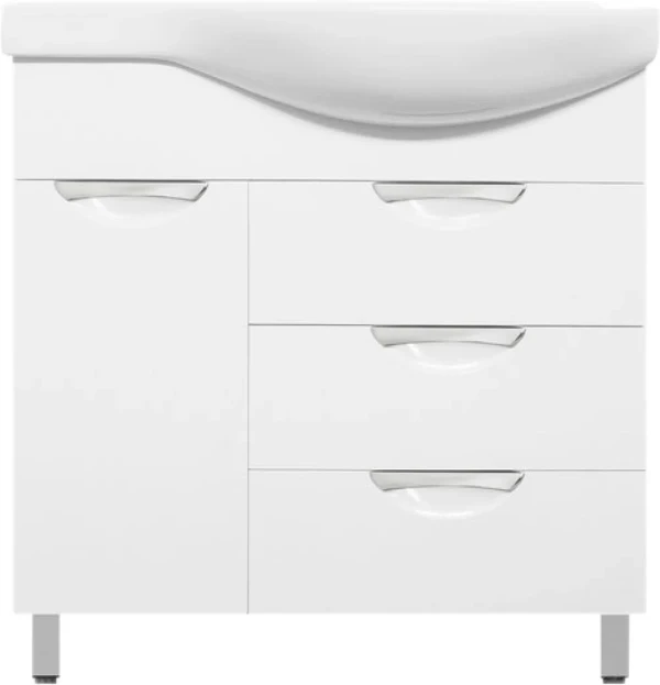 Тумба под раковину Style Line Жасмин 82 L белая, с бельевой корзиной