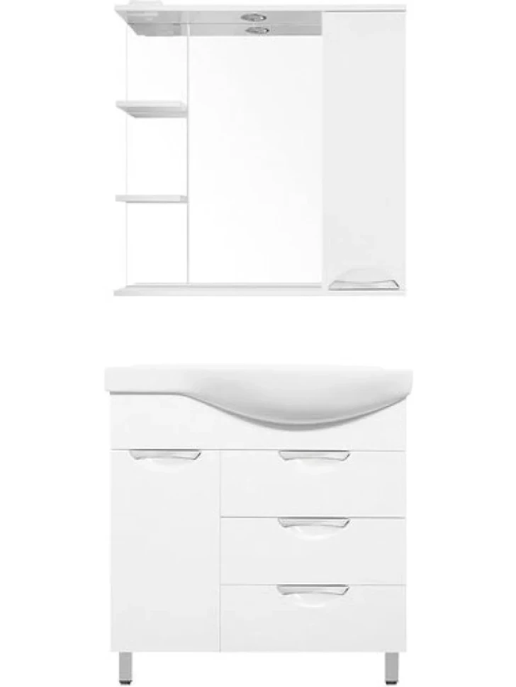 Тумба под раковину Style Line Жасмин 82 L белая, с бельевой корзиной