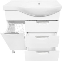 Тумба под раковину Style Line Жасмин 82 L белая, с бельевой корзиной