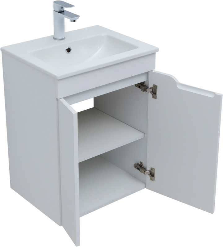 Тумба под раковину без столешницы Aquanet Практика 50 с дверцами, белая матовая